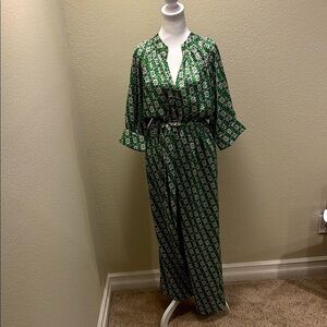 Green Patterned Women's Romper